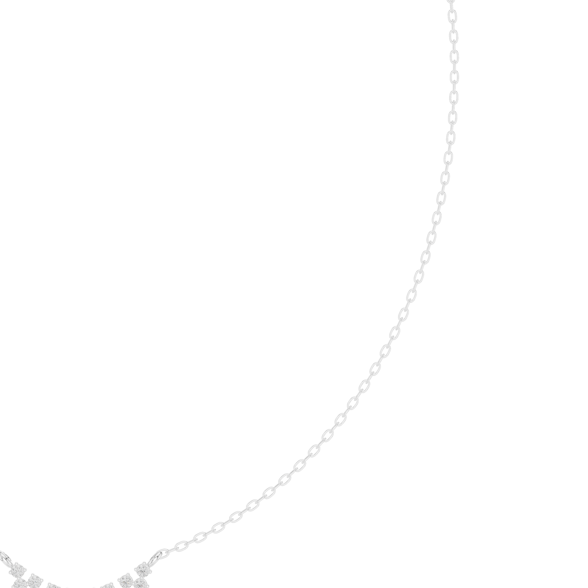 Round diamond curve necklace with minimal curved pendant design