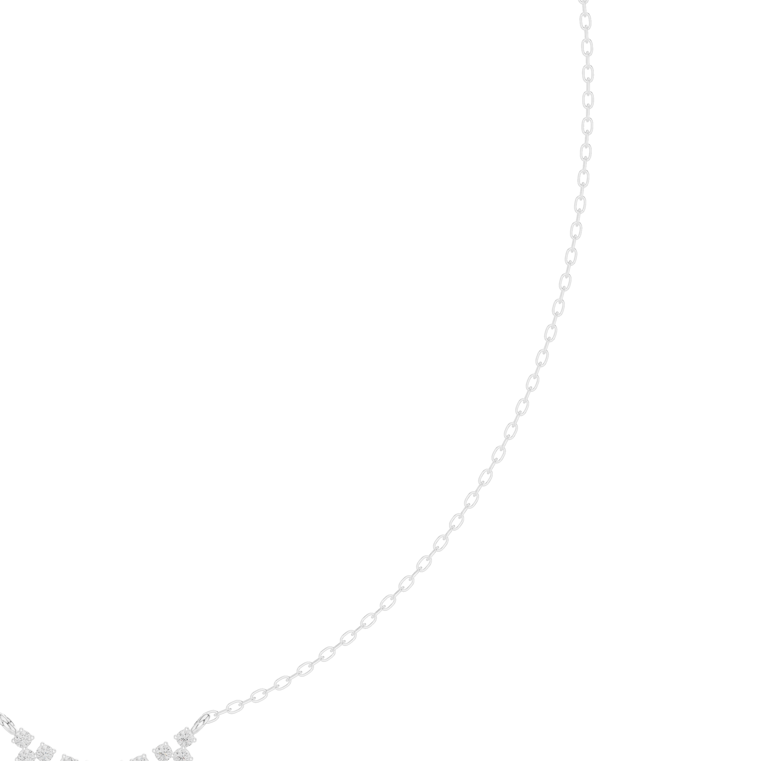 Round diamond curve necklace with minimal curved pendant design