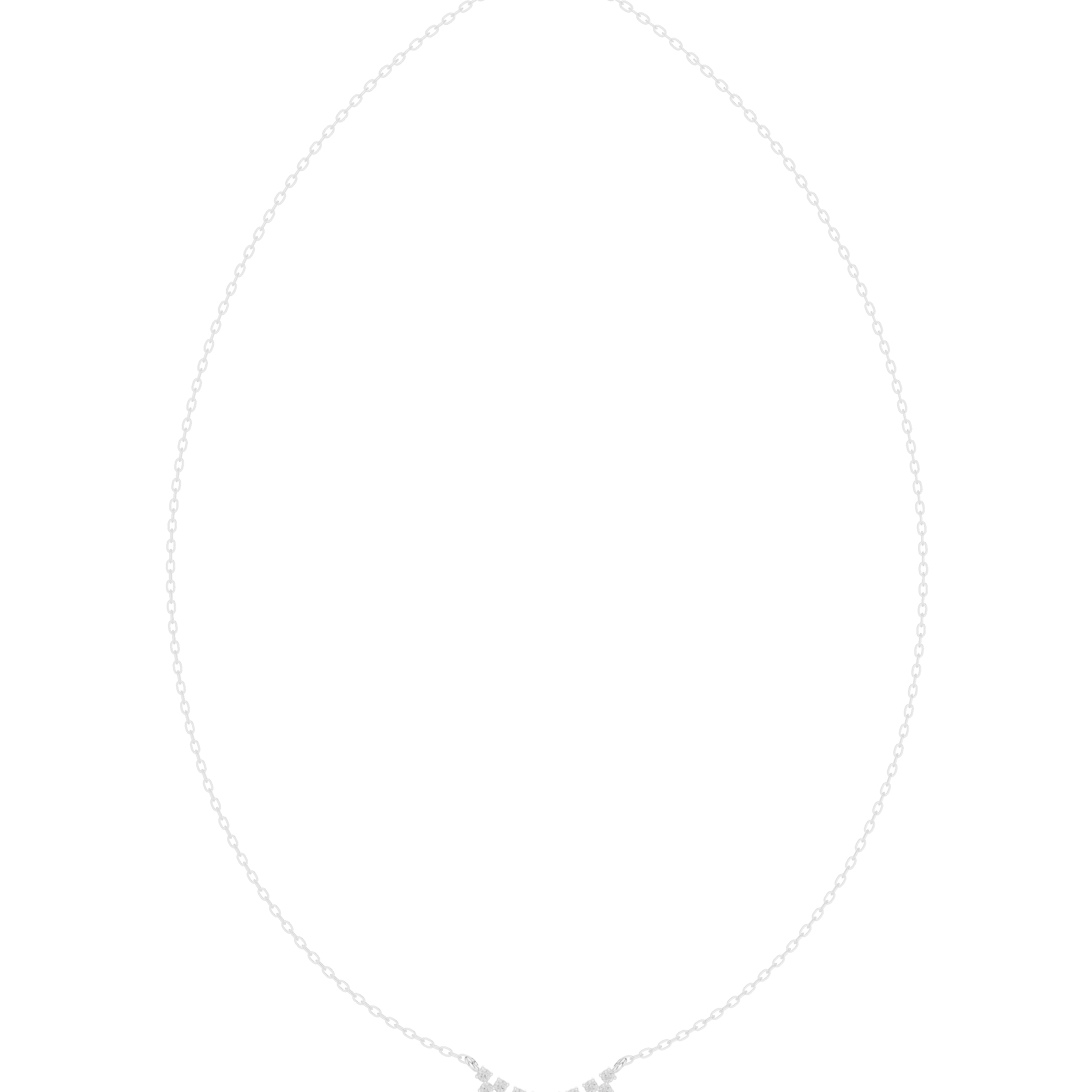 Round diamond curve necklace with minimal curved pendant design