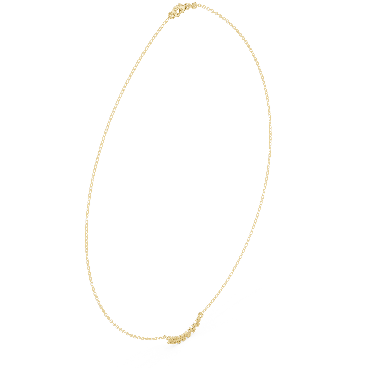 Round diamond curve necklace with minimal curved pendant design