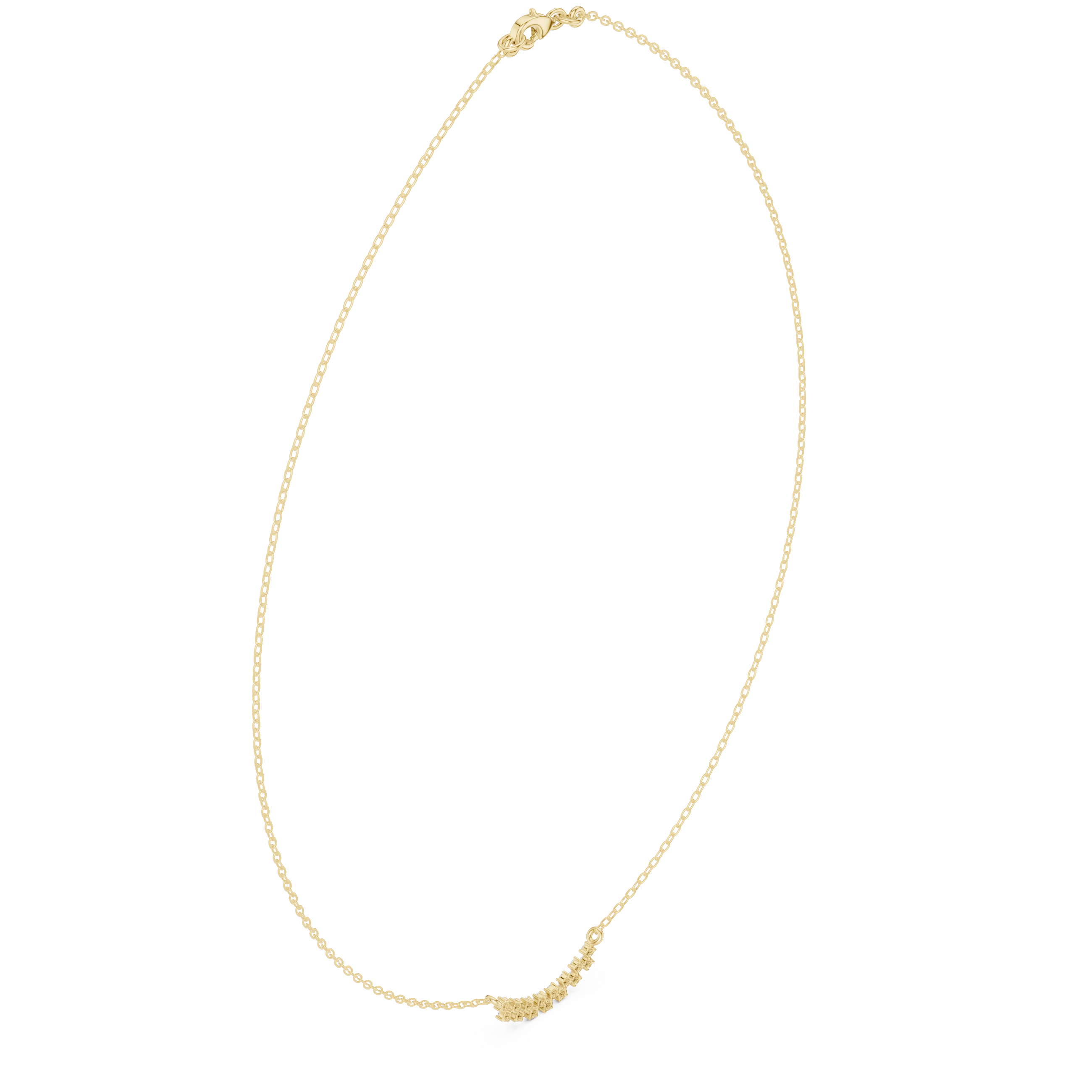 Round diamond curve necklace with minimal curved pendant design