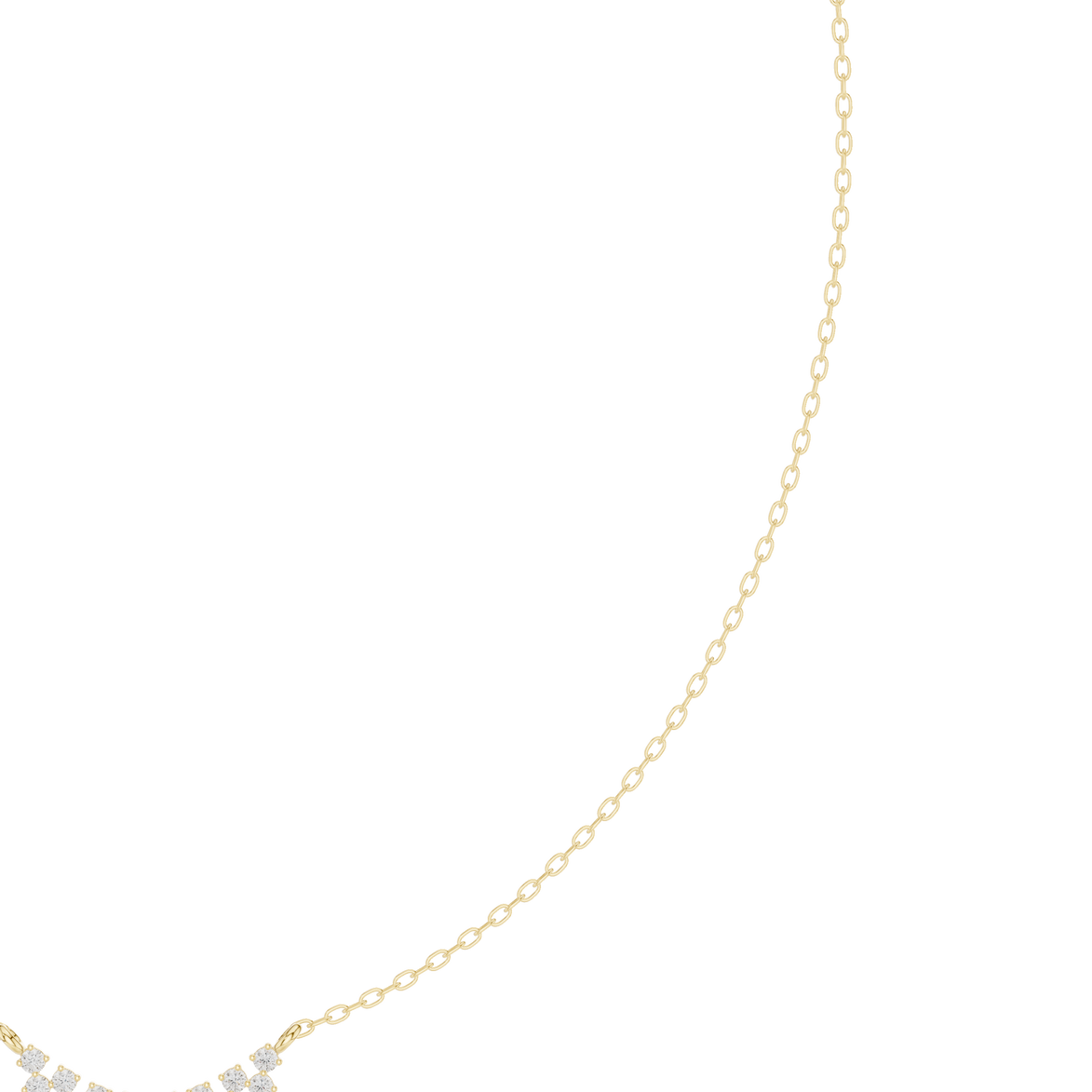 Round diamond curve necklace with minimal curved pendant design