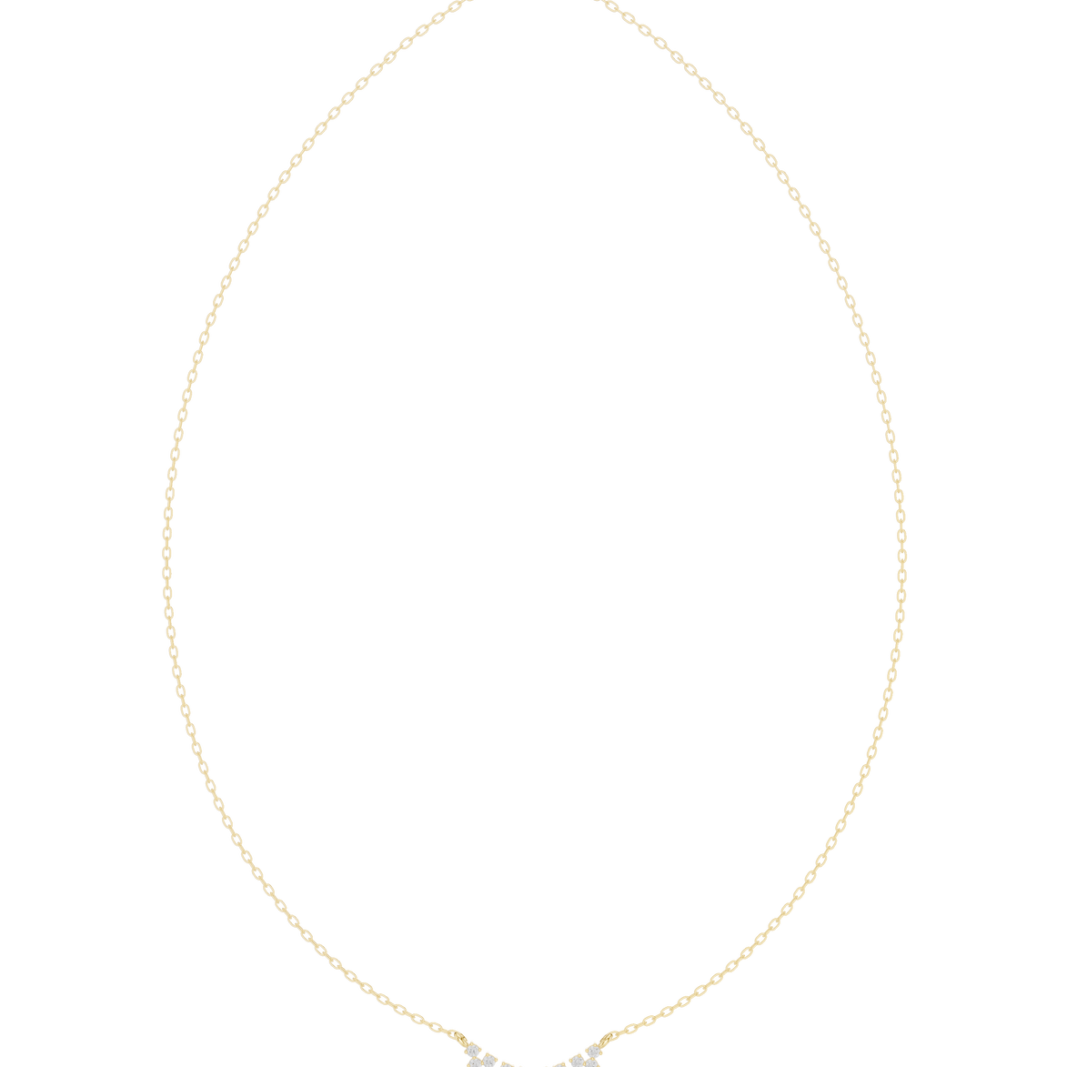 Round diamond curve necklace with minimal curved pendant design