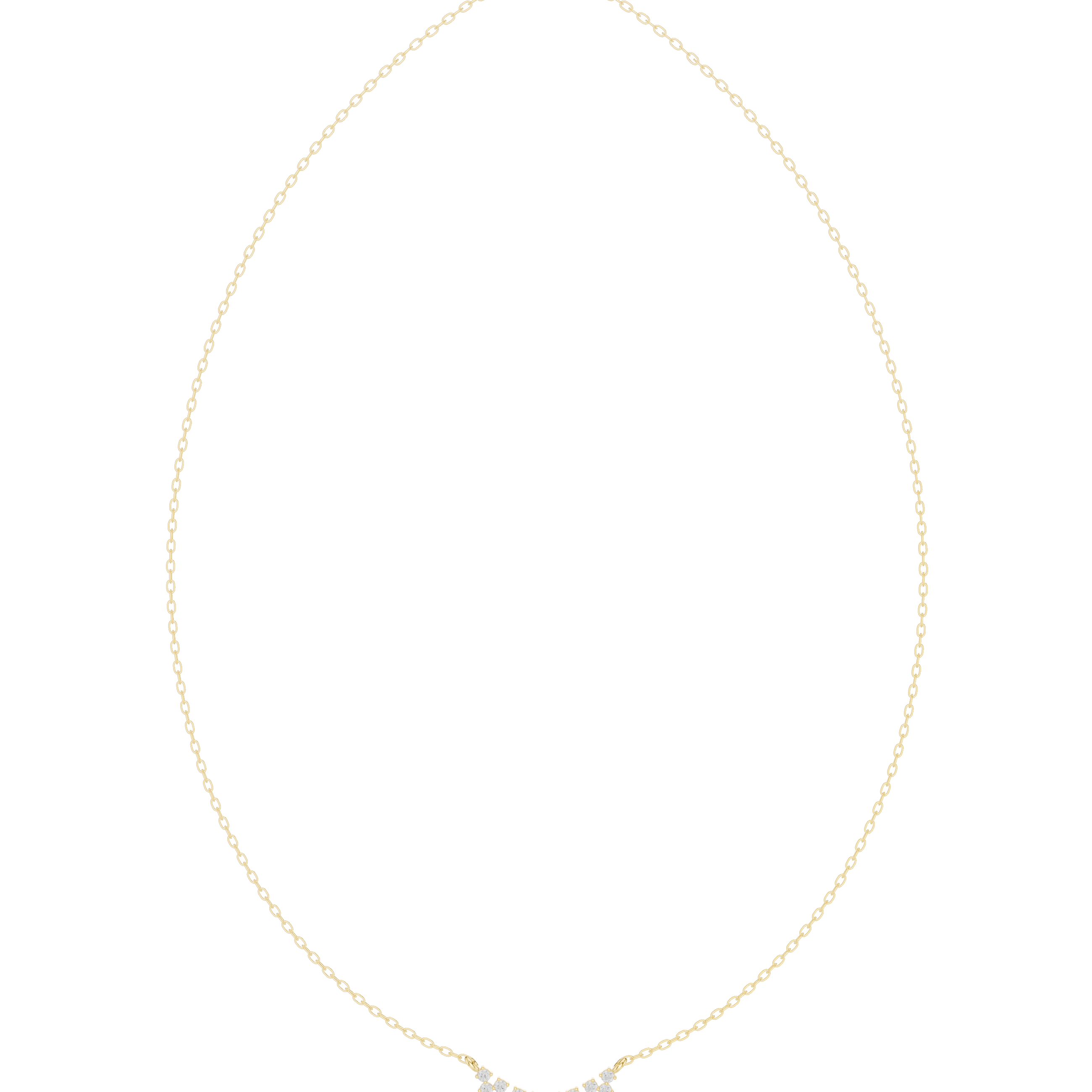 Round diamond curve necklace with minimal curved pendant design