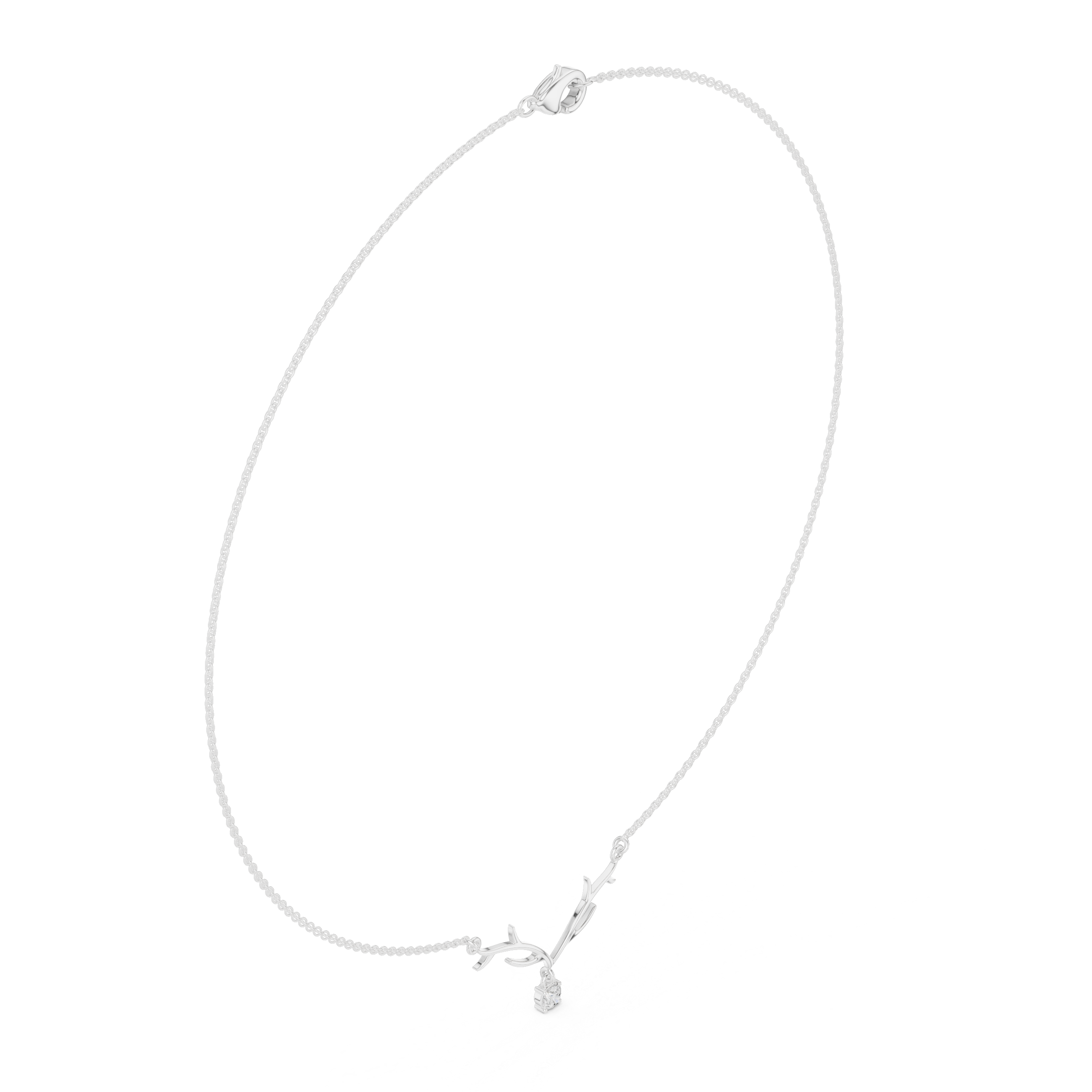 Round diamond antler necklace with nature inspired pendant design