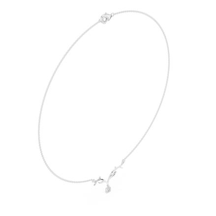 Round diamond antler necklace with nature inspired pendant design