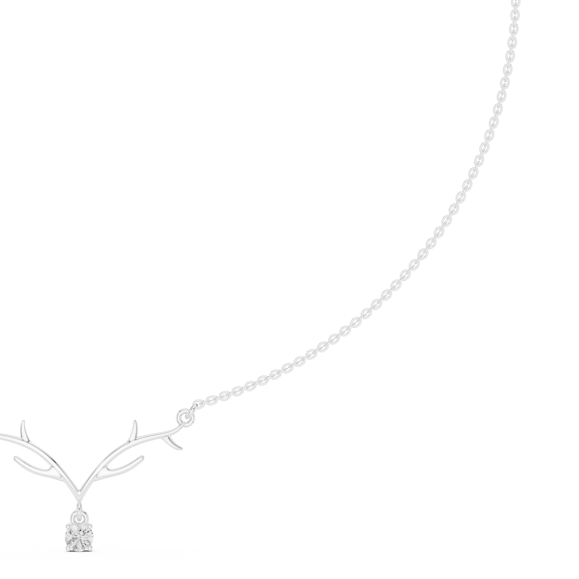 Round diamond antler necklace with nature inspired pendant design