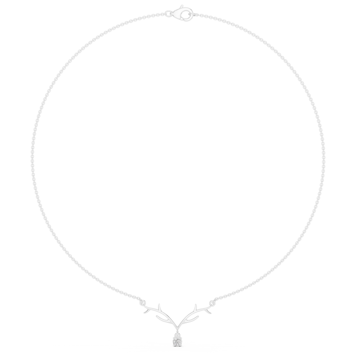 Round diamond antler necklace with nature inspired pendant design