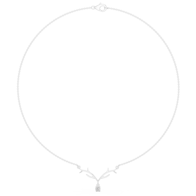 Round diamond antler necklace with nature inspired pendant design