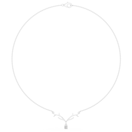 Round diamond antler necklace with nature inspired pendant design