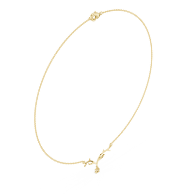 Round diamond branch necklace in yellow gold