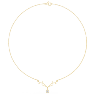 Round diamond branch necklace in yellow gold