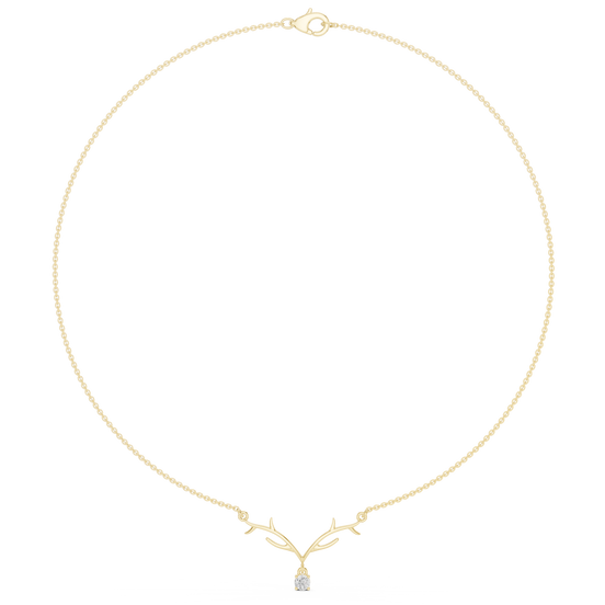 Round diamond branch necklace in yellow gold