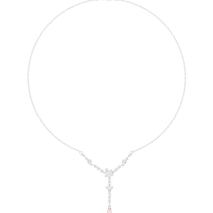 Diamond floral drop necklace with leaf motif pendant design