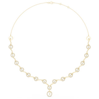 Round diamond pavé link drop necklace in yellow gold