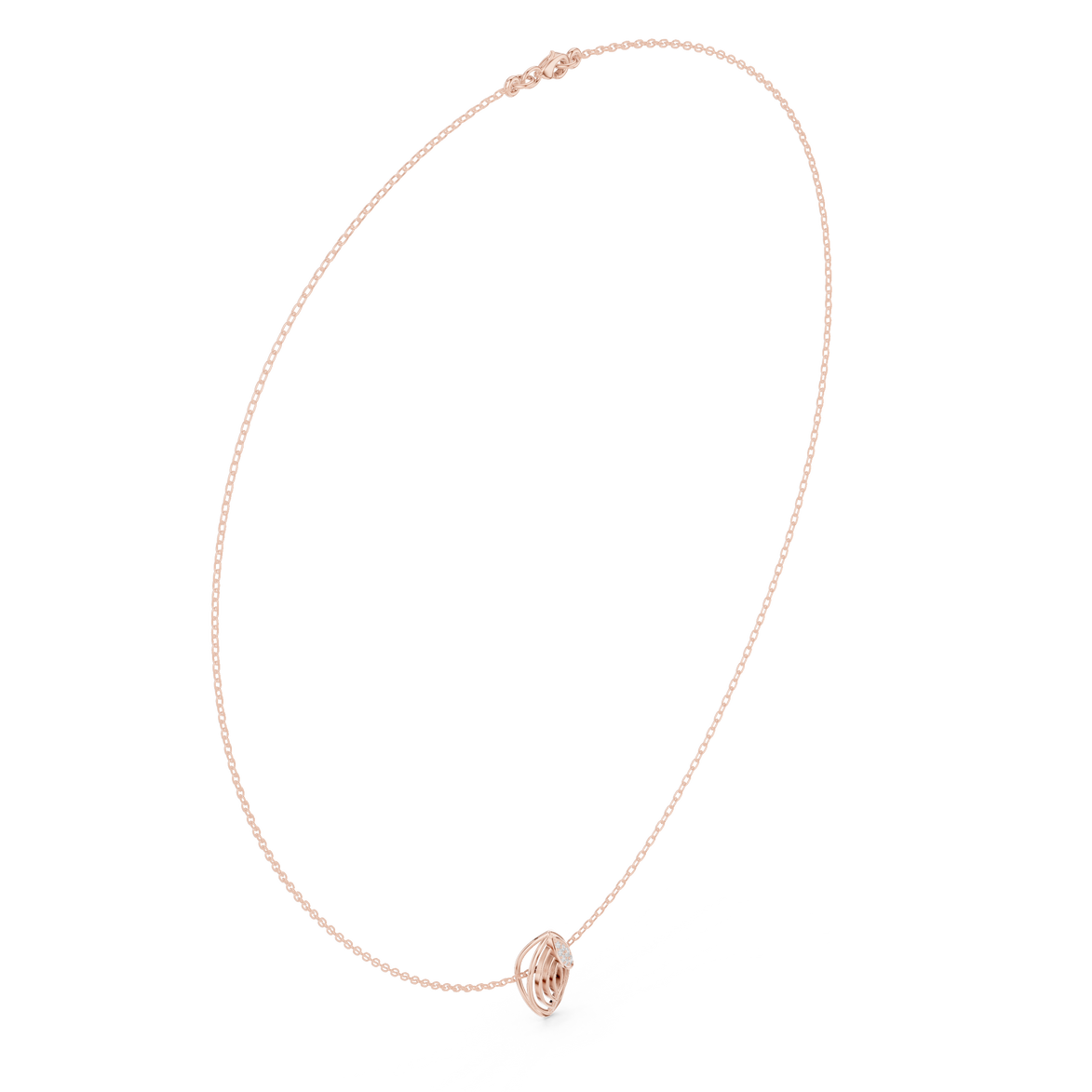 Diamond leaf necklace with open marquise pendant design