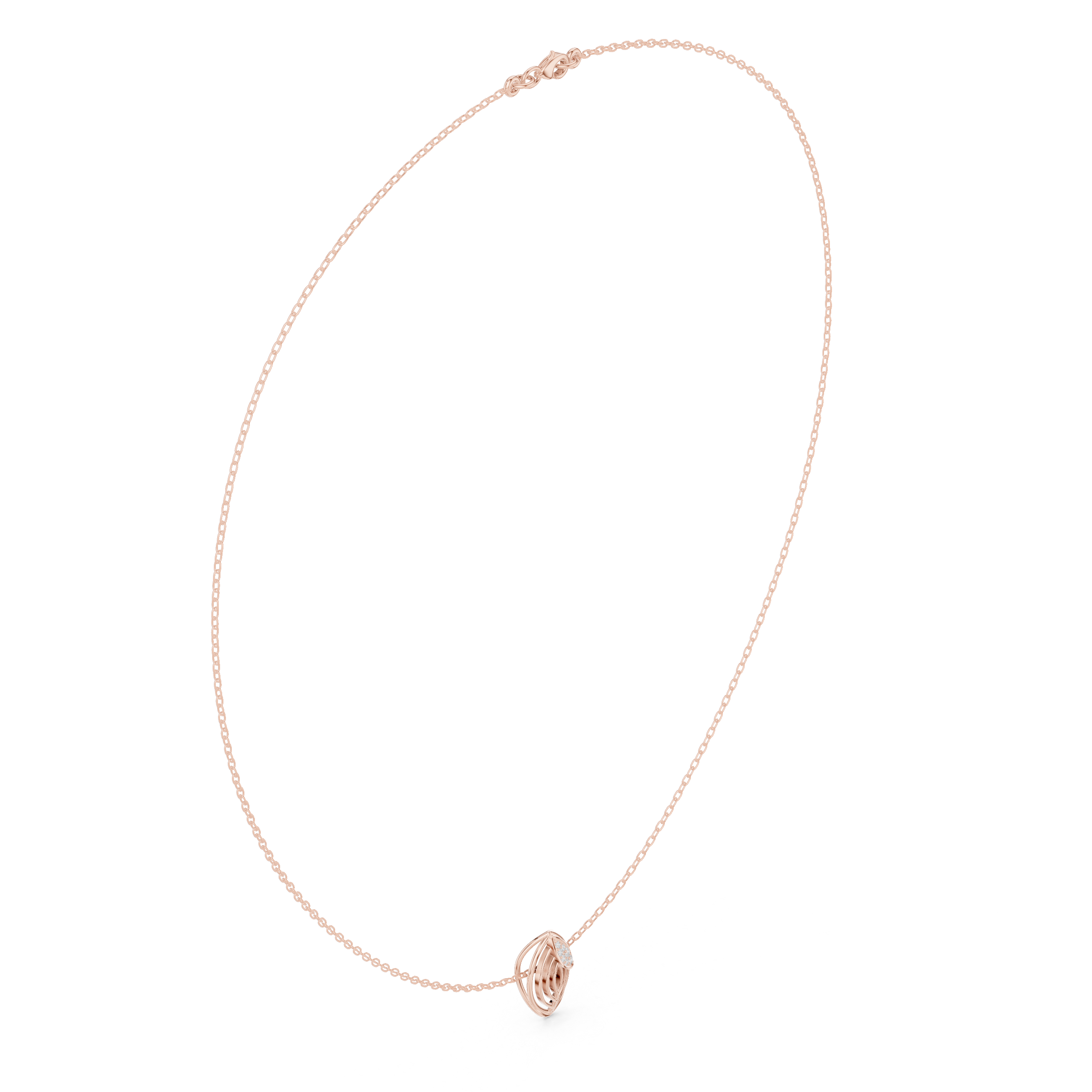 Diamond leaf necklace with open marquise pendant design