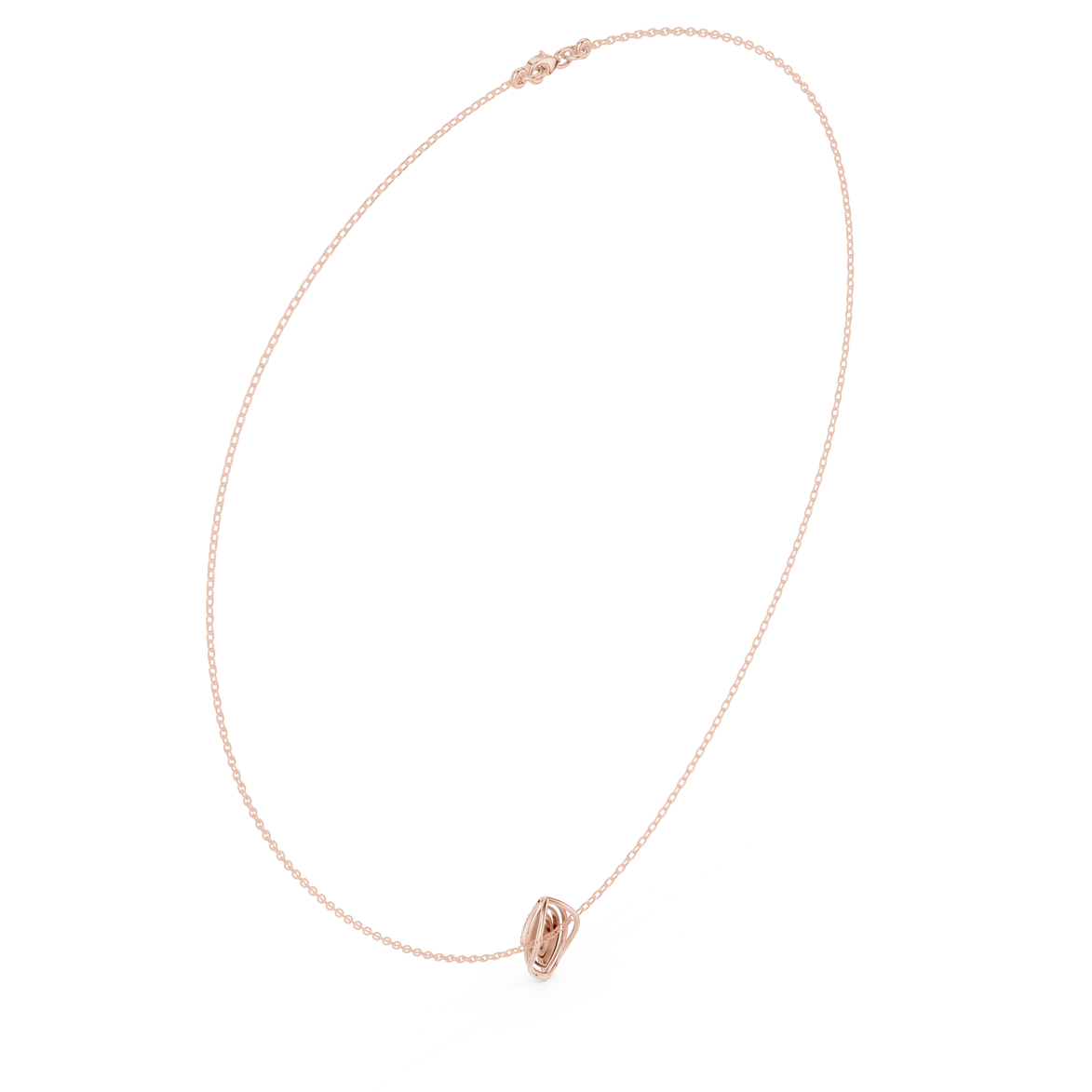 Diamond leaf necklace with open marquise pendant design