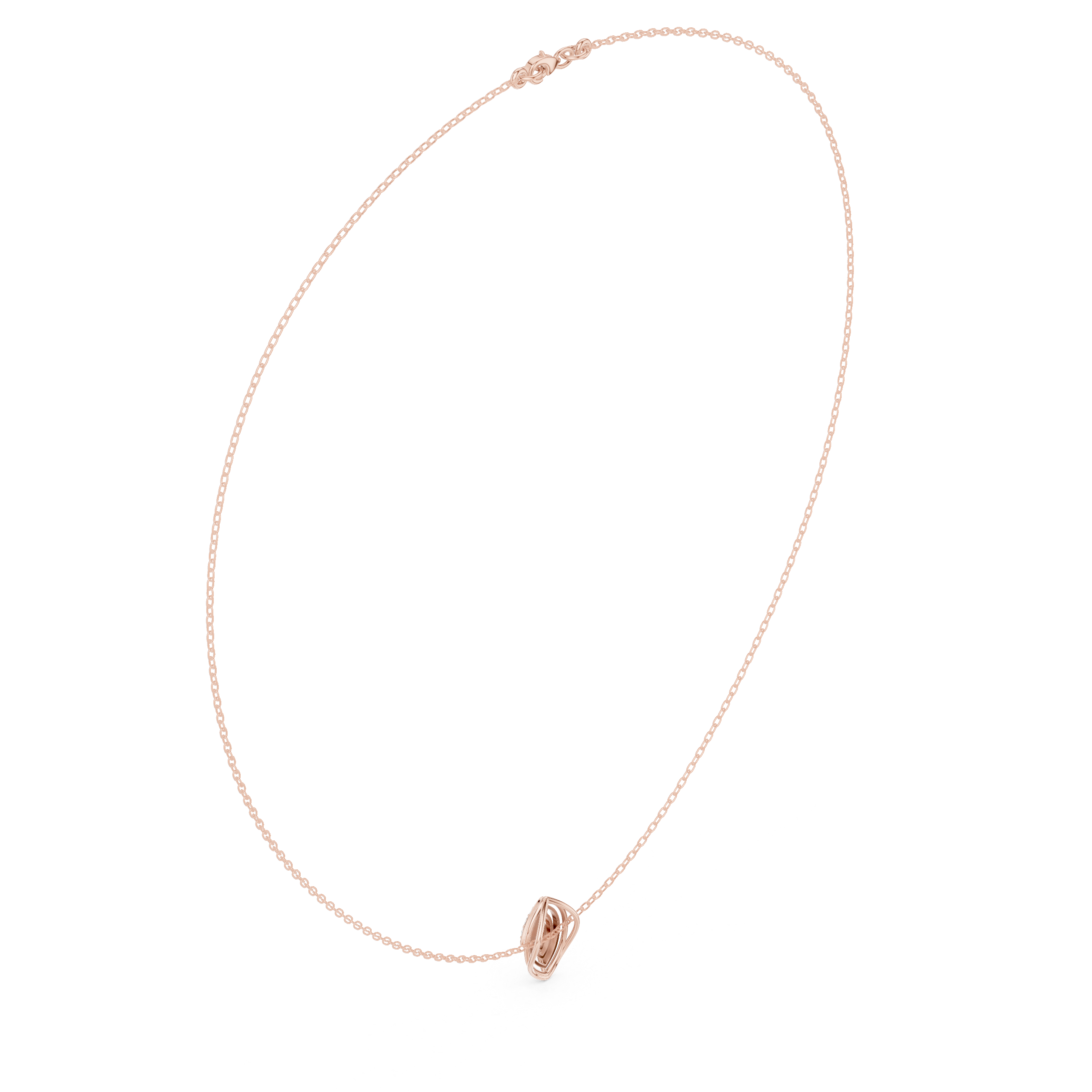 Diamond leaf necklace with open marquise pendant design
