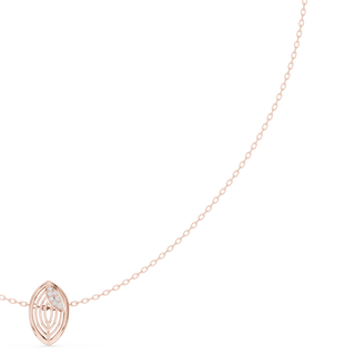Round diamond leaf necklace in rose gold