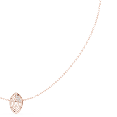 Round diamond leaf necklace in rose gold