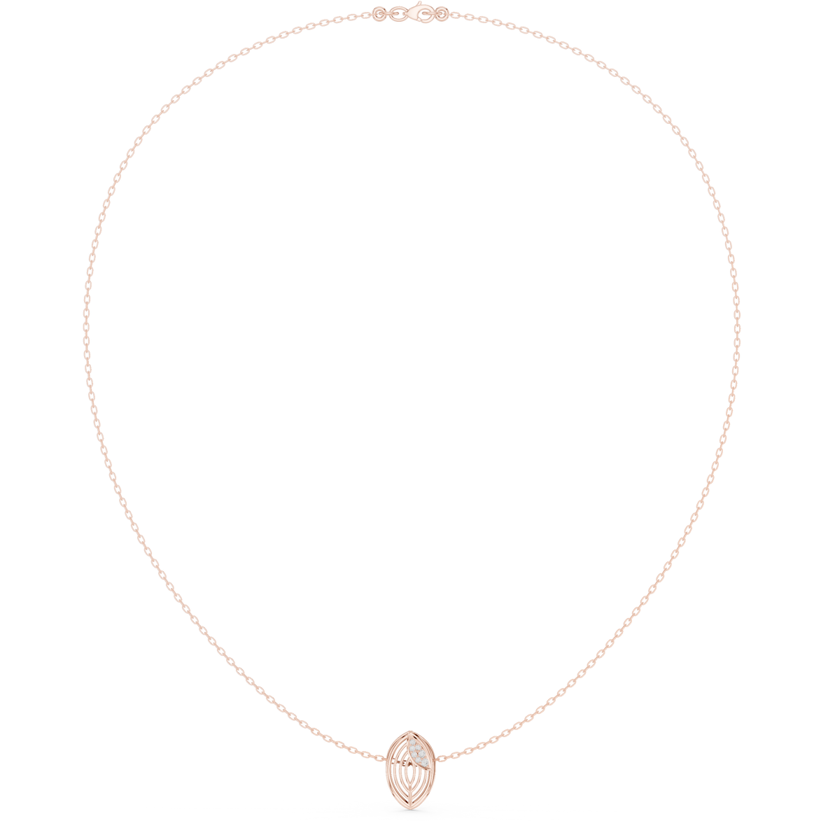 Diamond leaf necklace with open marquise pendant design