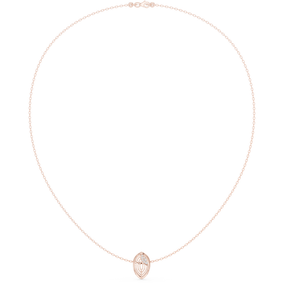 Diamond leaf necklace with open marquise pendant design