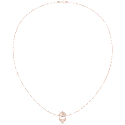 Diamond leaf necklace with open marquise pendant design