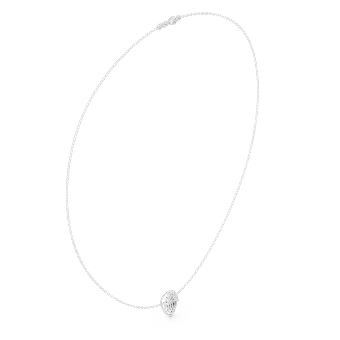 Diamond leaf necklace with open marquise pendant design