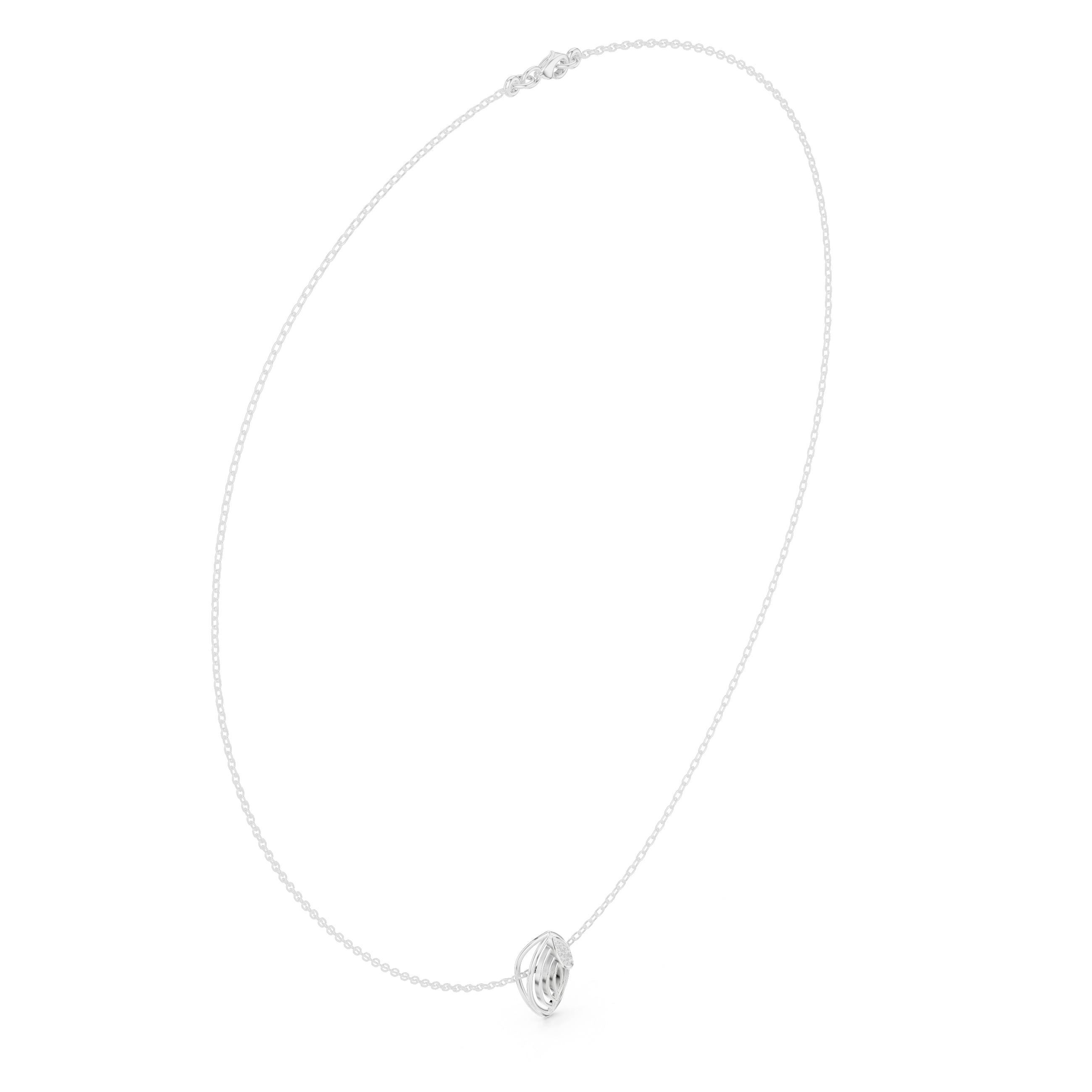 Diamond leaf necklace with open marquise pendant design