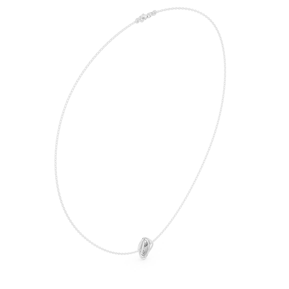 Diamond leaf necklace with open marquise pendant design
