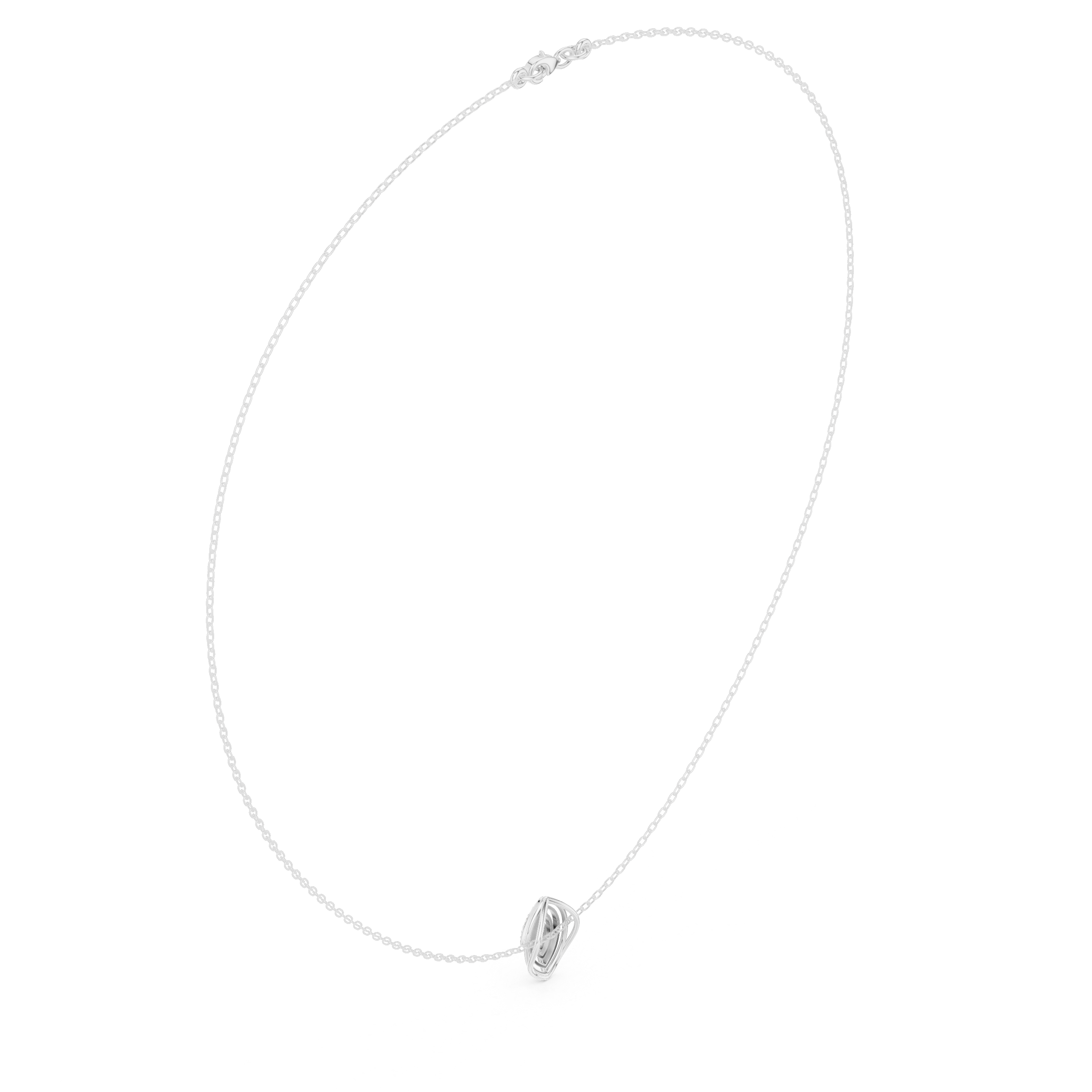 Diamond leaf necklace with open marquise pendant design