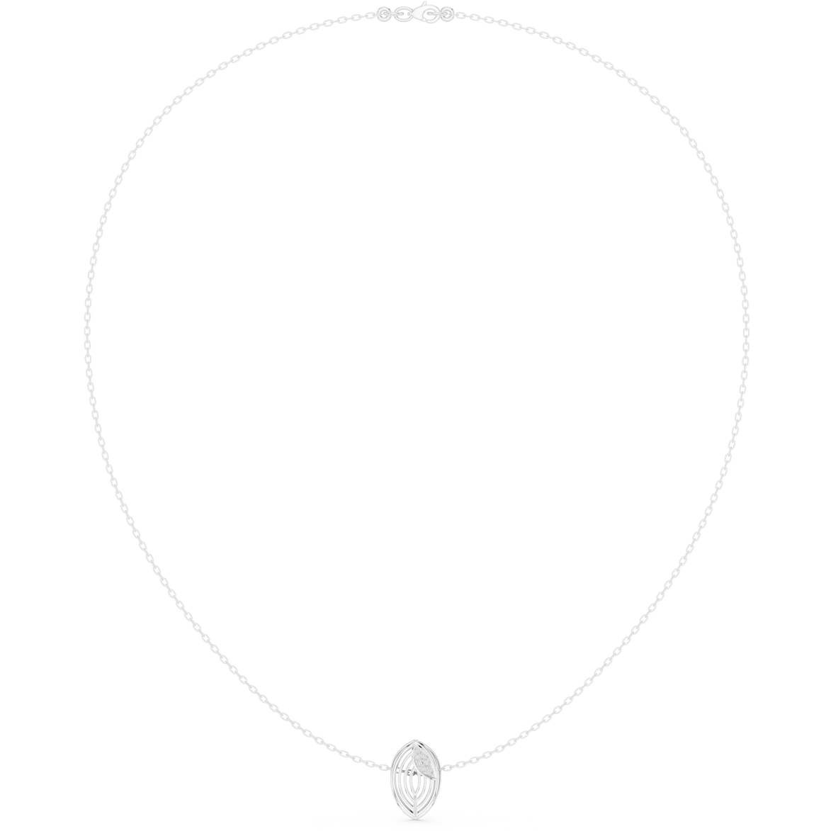 Diamond leaf necklace with open marquise pendant design