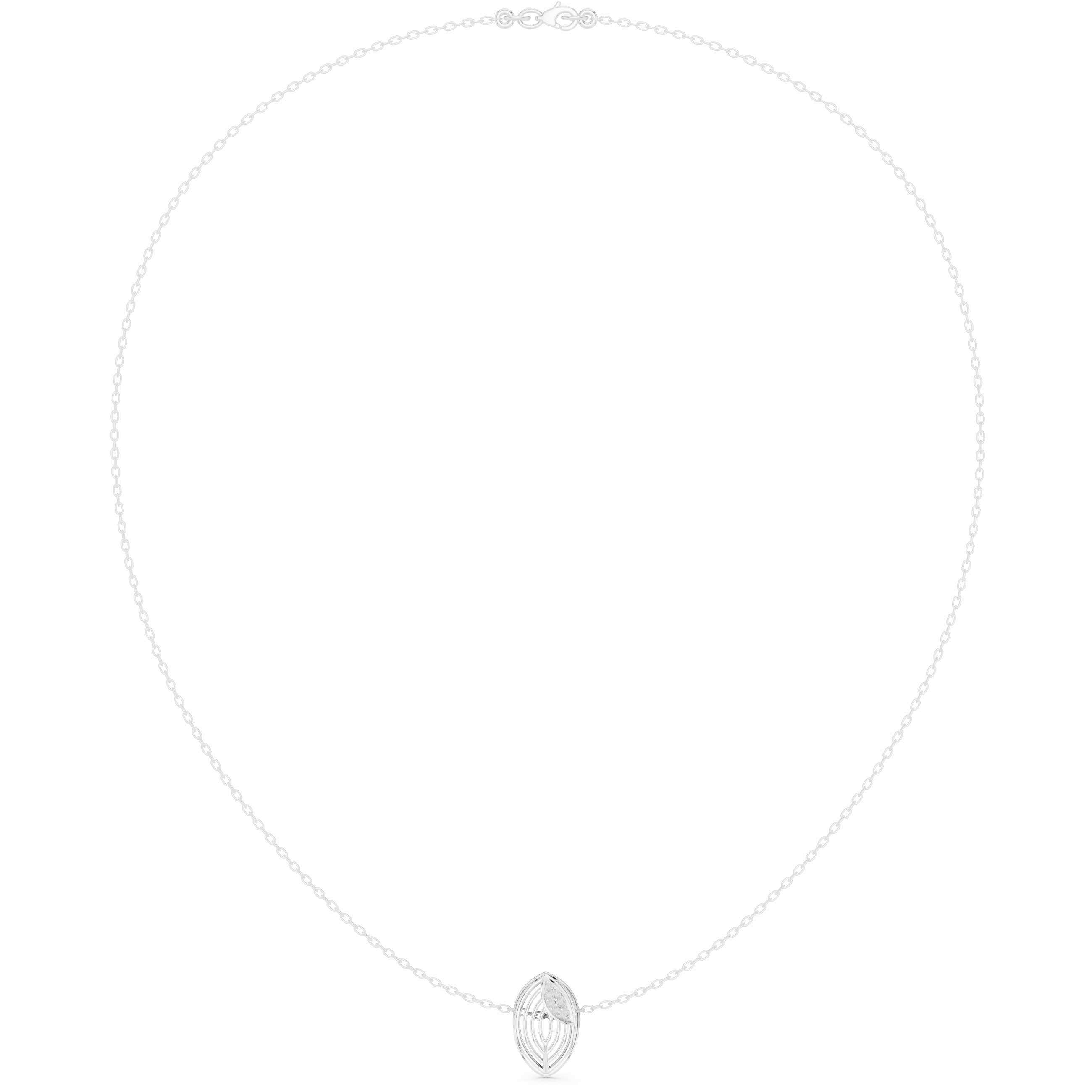 Diamond leaf necklace with open marquise pendant design