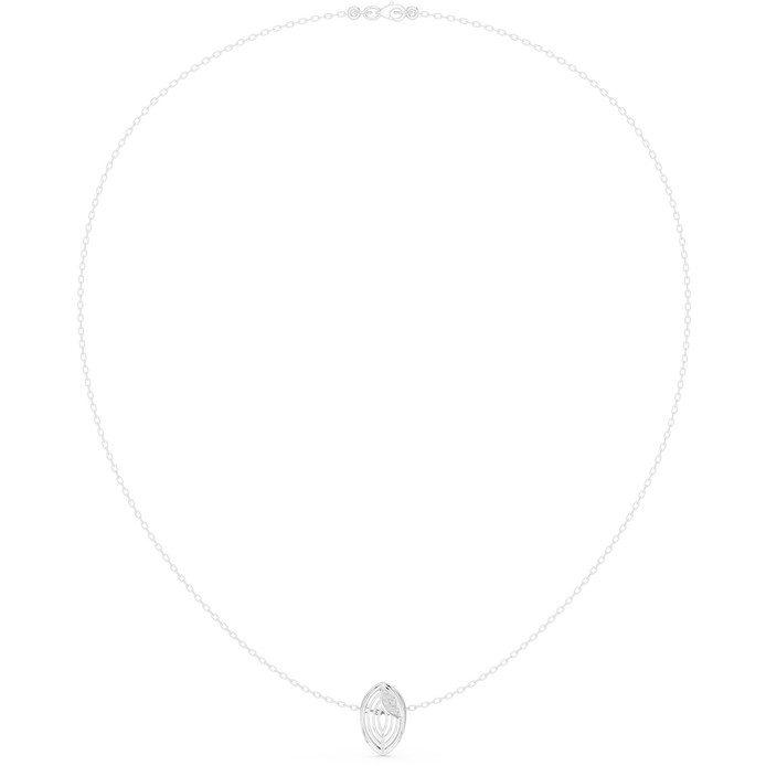 Diamond leaf necklace with open marquise pendant design