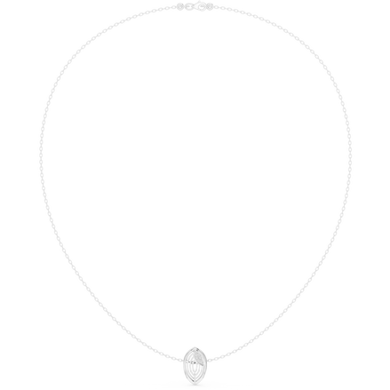 Diamond leaf necklace with open marquise pendant design