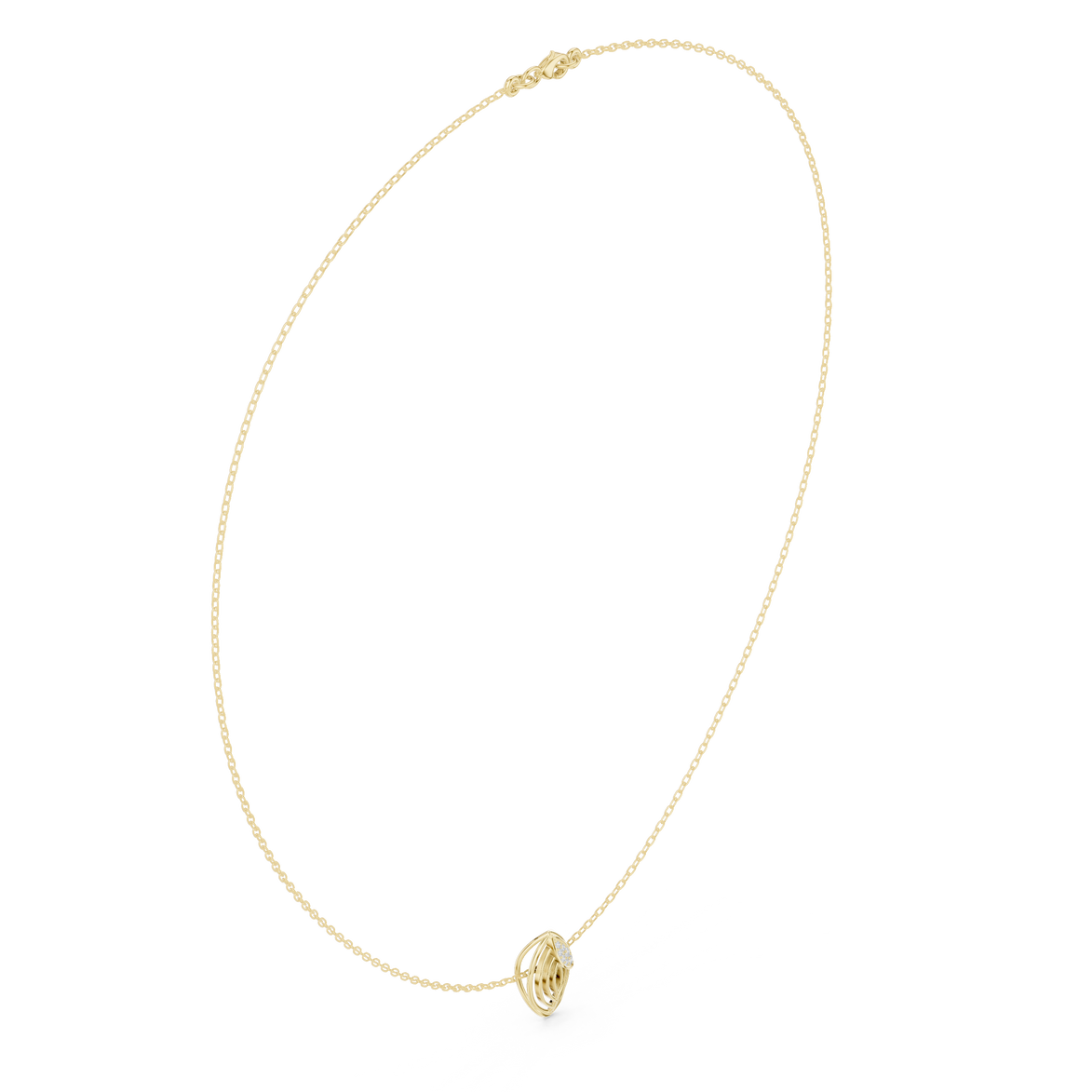 Diamond leaf necklace with open marquise pendant design