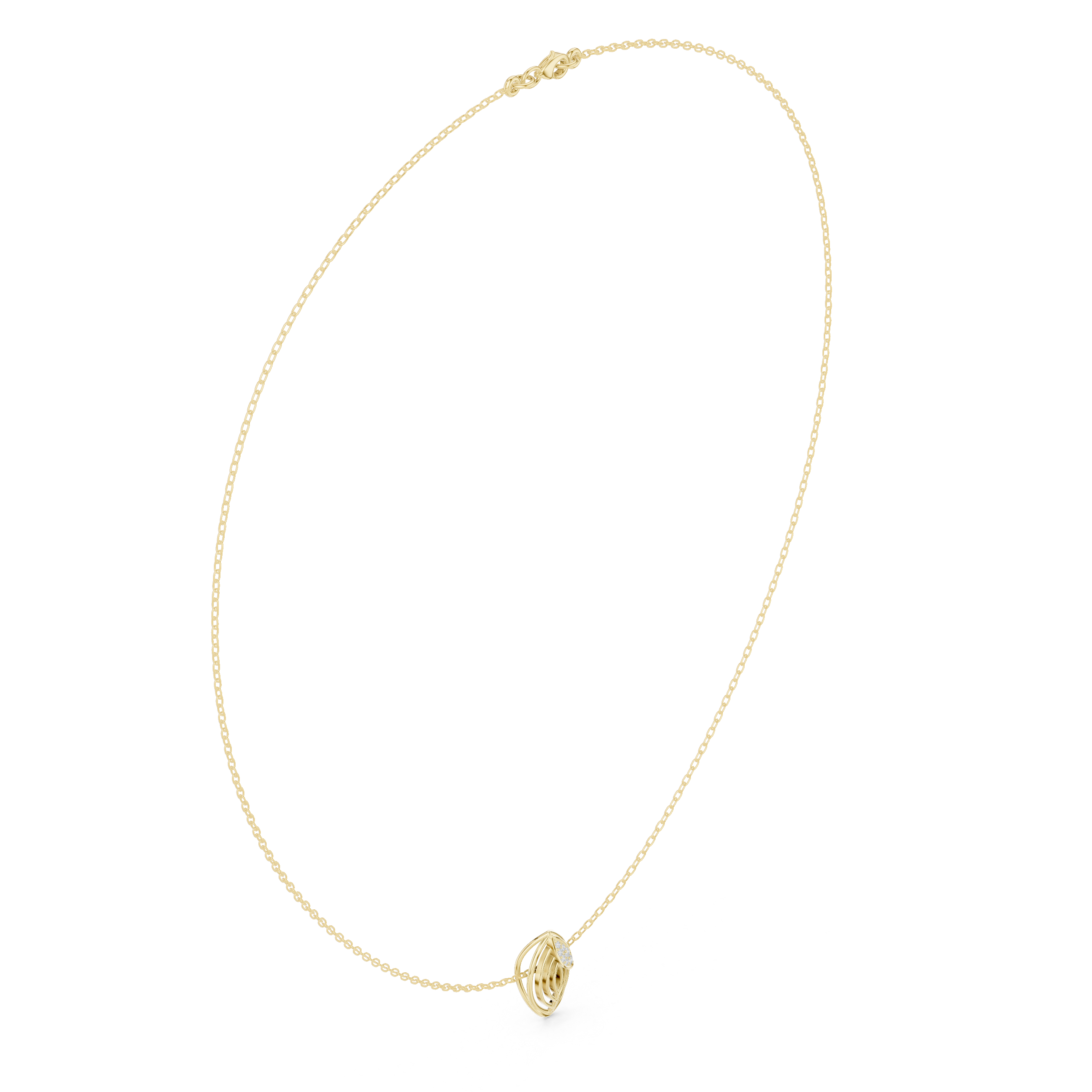Diamond leaf necklace with open marquise pendant design