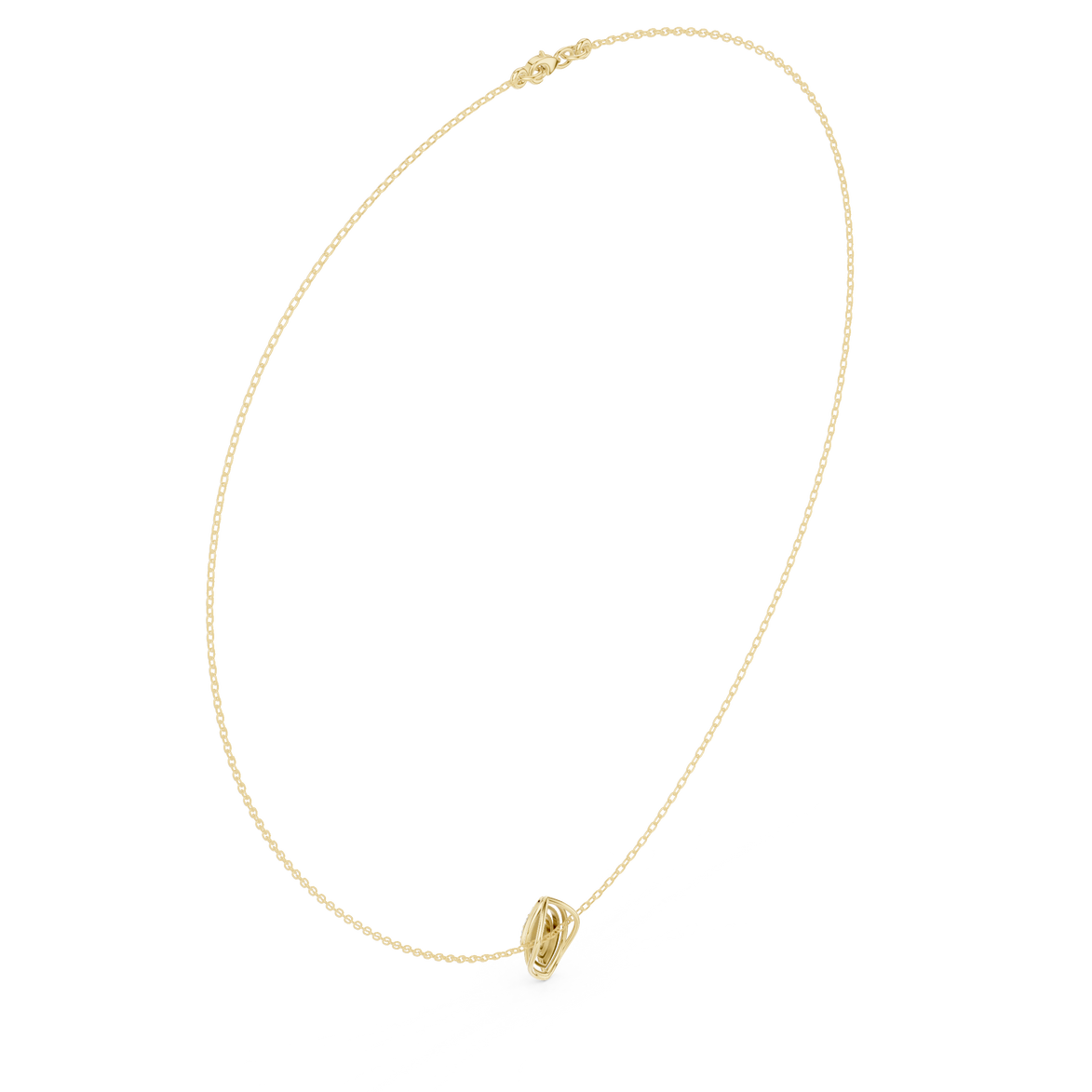 Diamond leaf necklace with open marquise pendant design