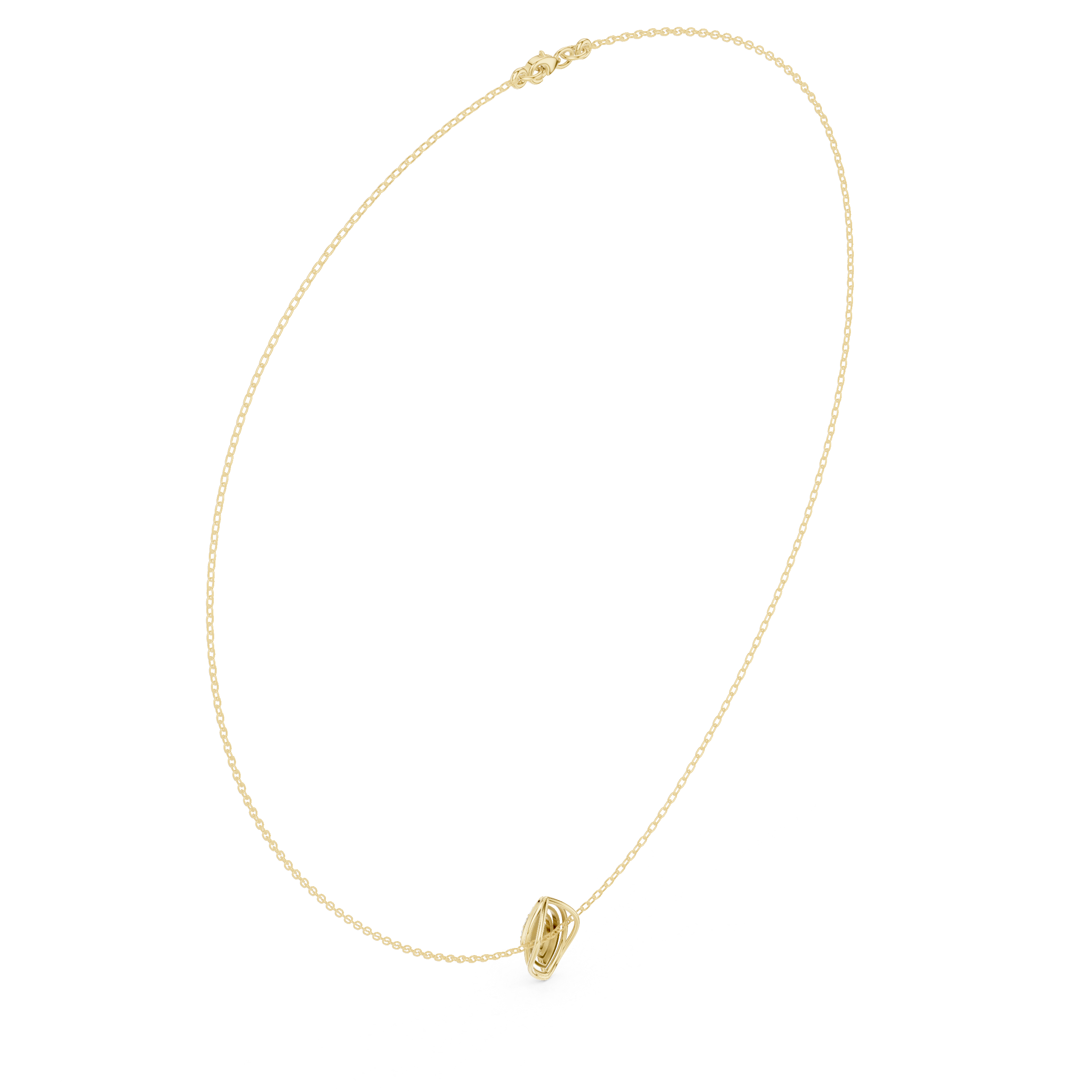 Diamond leaf necklace with open marquise pendant design