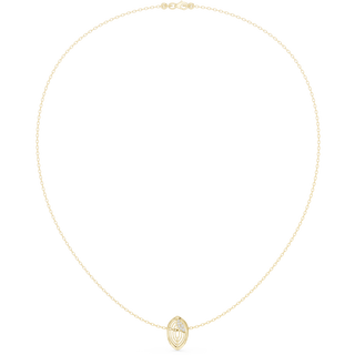 Round diamond leaf necklace in yellow gold