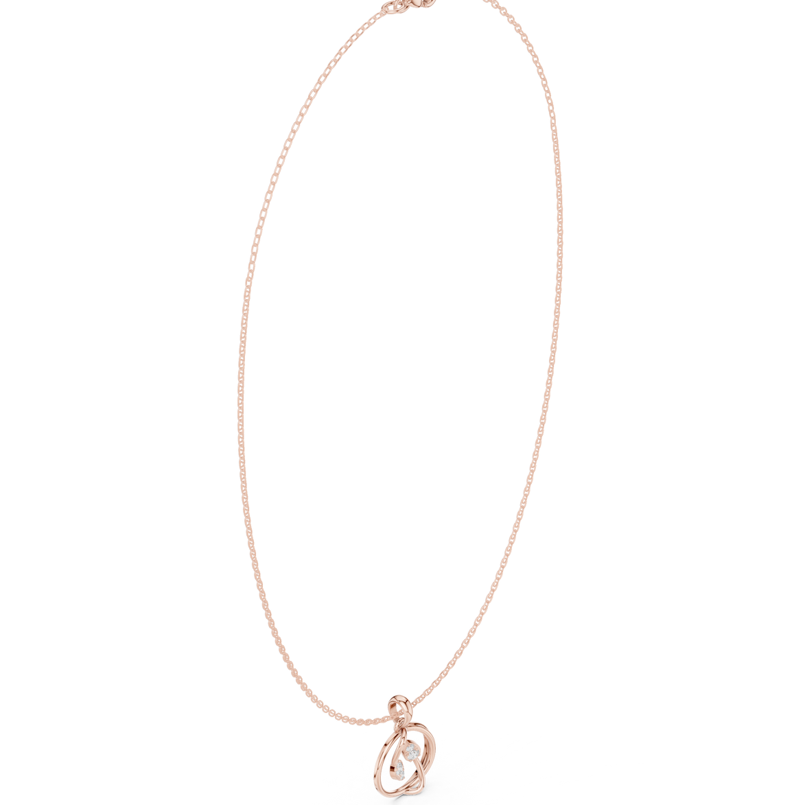 Diamond circle pendant necklace with open oval geometric design