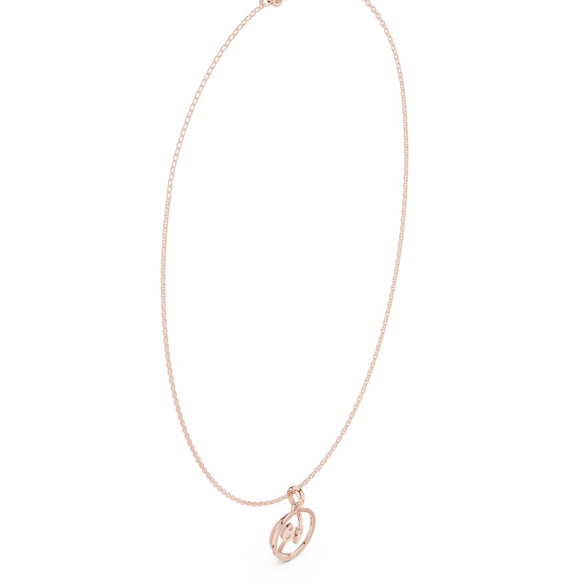 Diamond circle pendant necklace with open oval geometric design