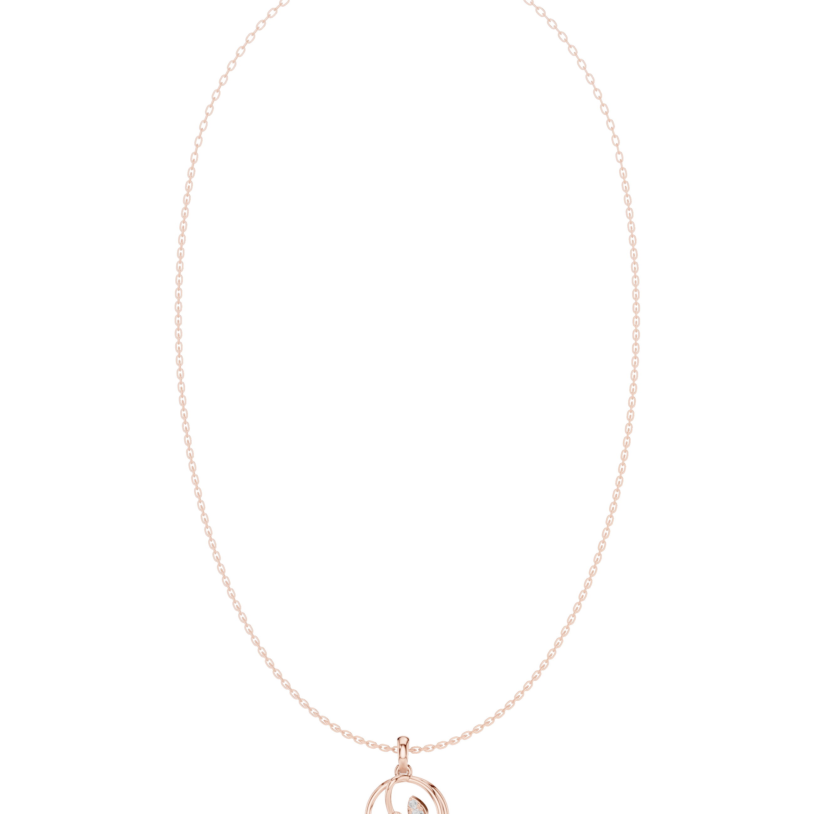 Diamond circle pendant necklace with open oval geometric design