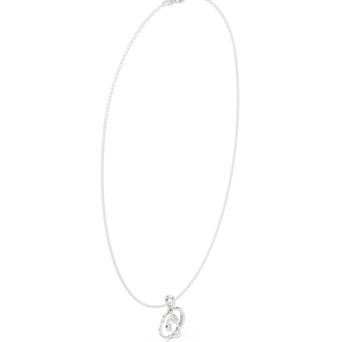 Diamond circle pendant necklace with open oval geometric design