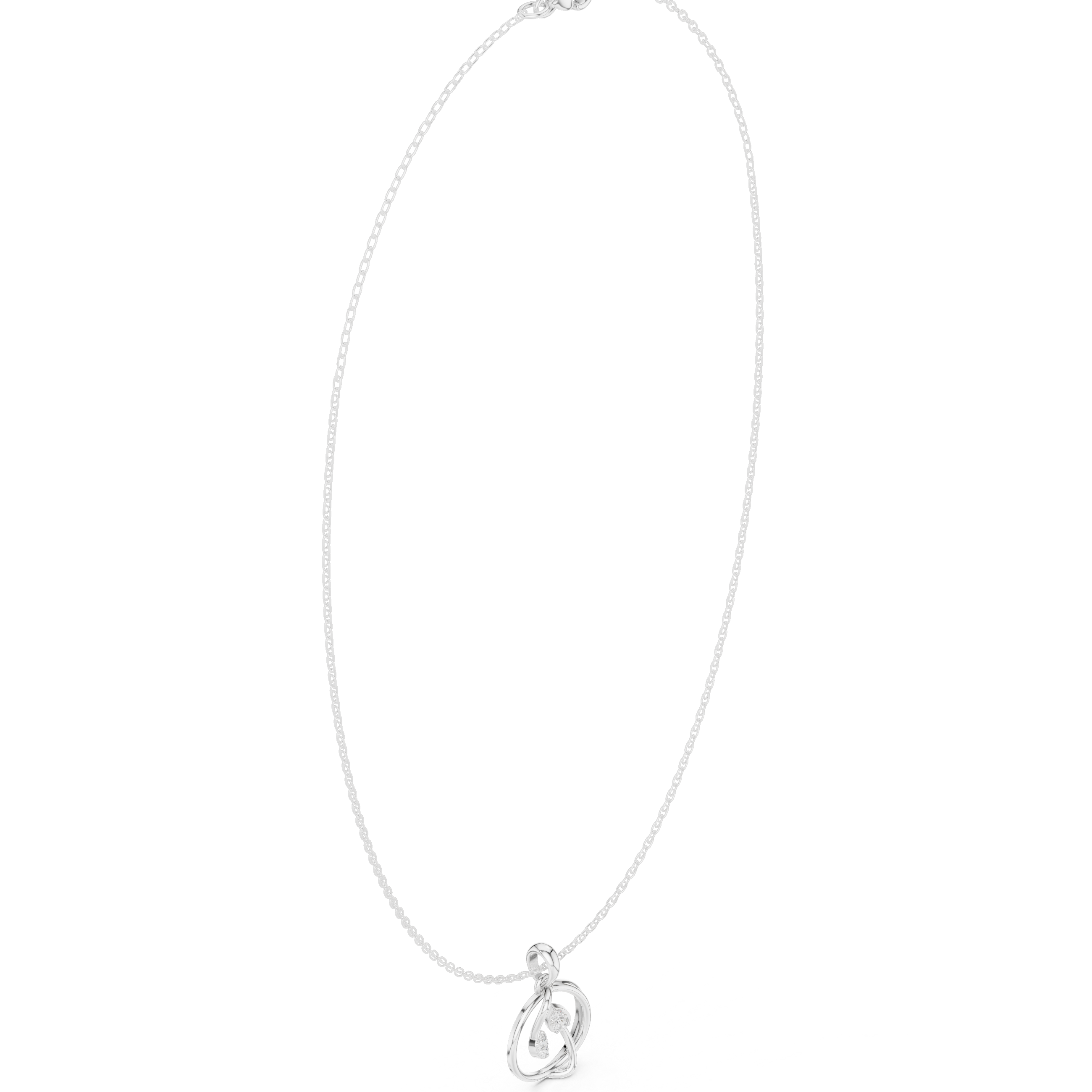 Diamond circle pendant necklace with open oval geometric design