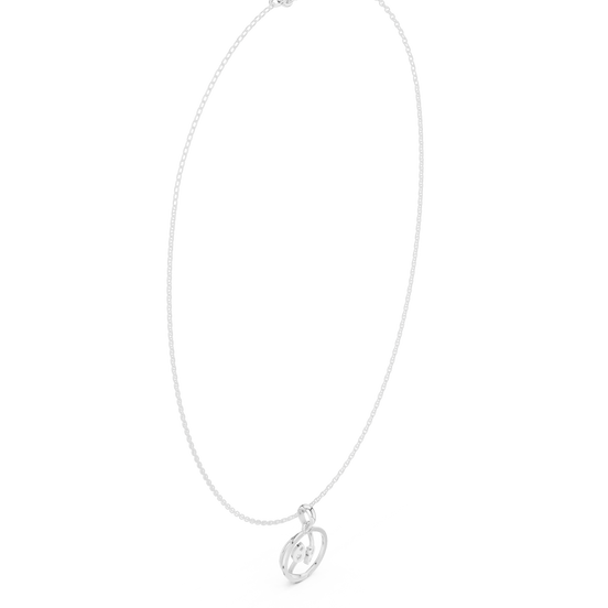 Diamond circle pendant necklace with open oval geometric design