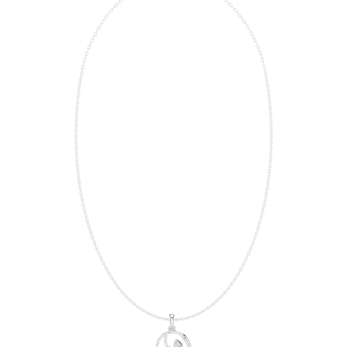 Diamond circle pendant necklace with open oval geometric design