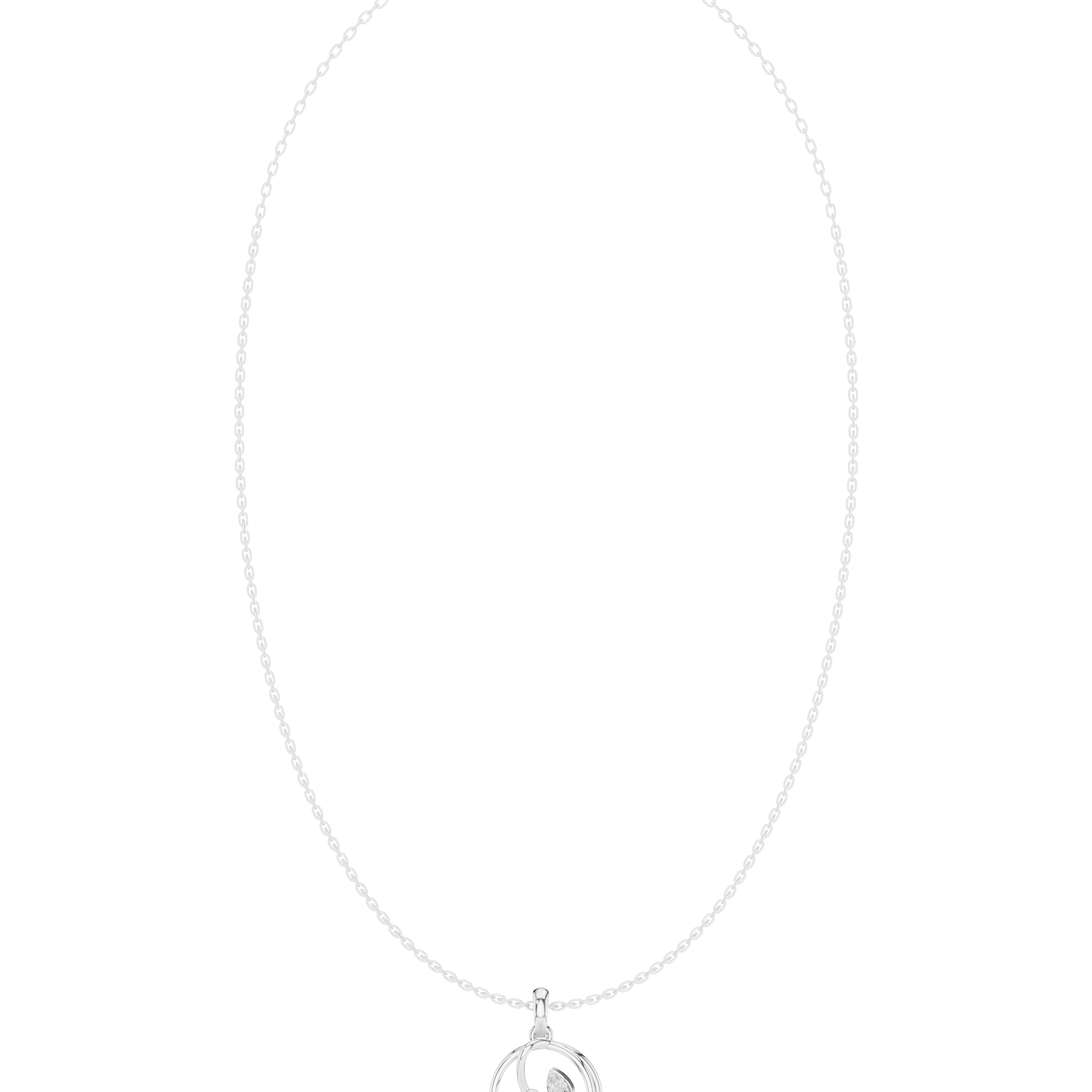 Diamond circle pendant necklace with open oval geometric design