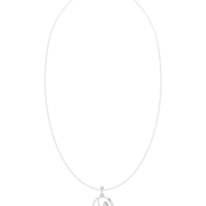 Diamond circle pendant necklace with open oval geometric design